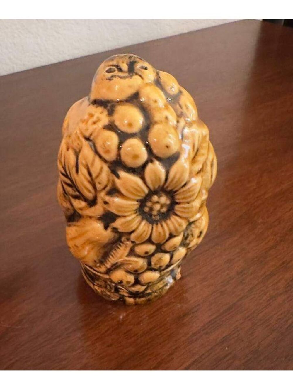 Vintage 1950s Japan Ceramic Fruit Basket Salt Pepper Shaker Floral MCM 3"